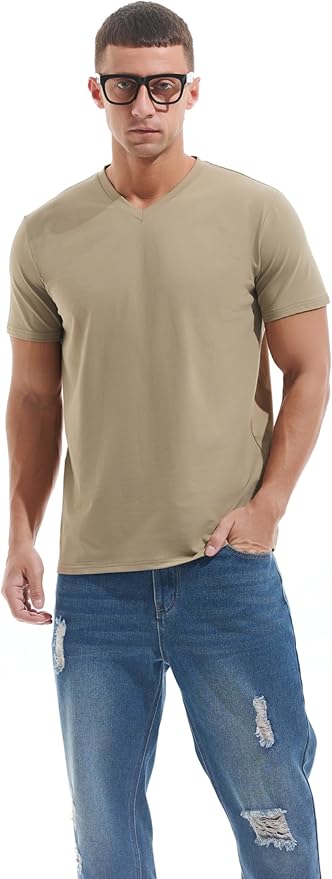 VEIISAR Premium V Neck T Shirts for Men - Modern Fitted Tees Vneck Undershirts-StrideForce Fitness