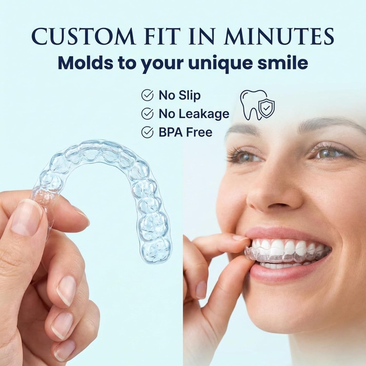 Teeth Whitening Trays Moldable 4-Pc Bleaching Trays for Teeth Whitening with 2 Slim Retainer Cases - Comfortable, Thin Design for Tooth Bleach, Compatible with Opalescence Gel Not Included