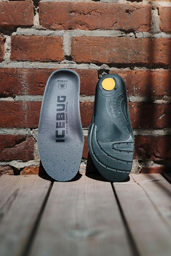 Icebug Comfort Insoles with Dynamic Arch Support, Charcoal High Arch, M 13-StrideForce Fitness