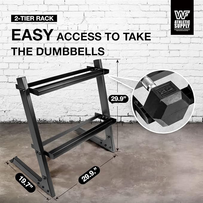 WF Athletic Supply 200Lb Dumbbell Set, 10-30Lb Dumbbell Set with Two-Tier Storage Rack for Muscle Toning, Strength Building & Weight Loss - Multiple Choices Available-StrideForce Fitness
