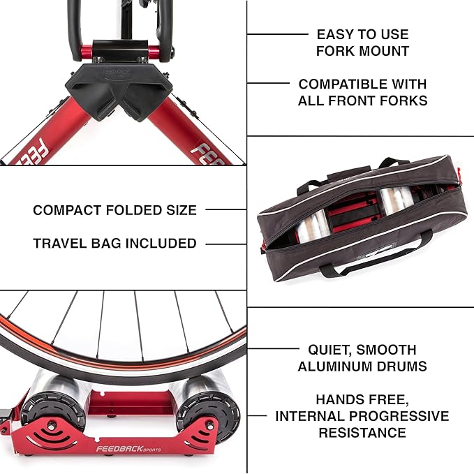 FEEDBACK SPORTS | Omnium Lightweight and Portable Bike Trainer | for 16” to 29” Wheels | Travel Bag Included-StrideForce Fitness