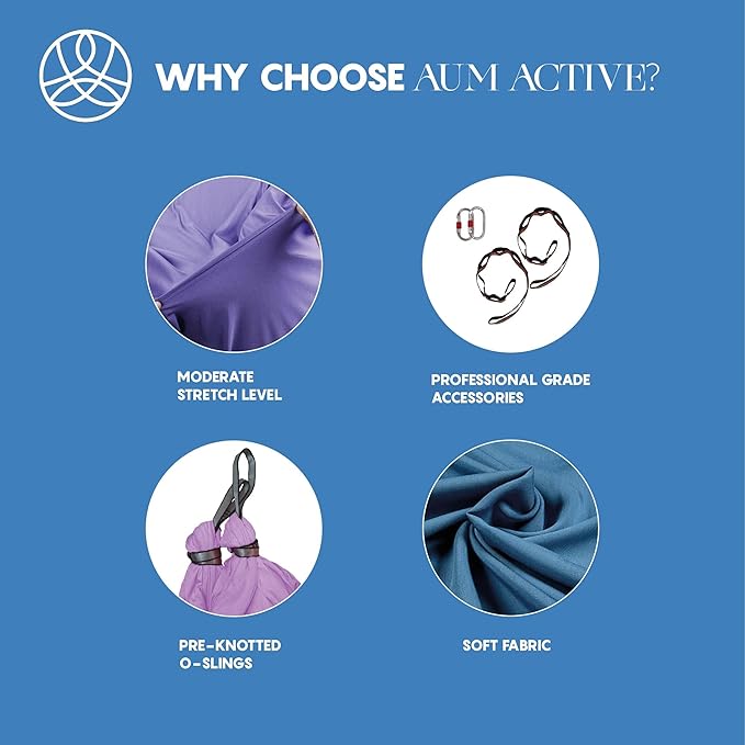 Aerial Silk Yoga Hammock & Swing for Home, Inversion Exercises, Starter Kit for All Levels - Durable with Extension Straps, Carabiners, and Pose Guide-StrideForce Fitness