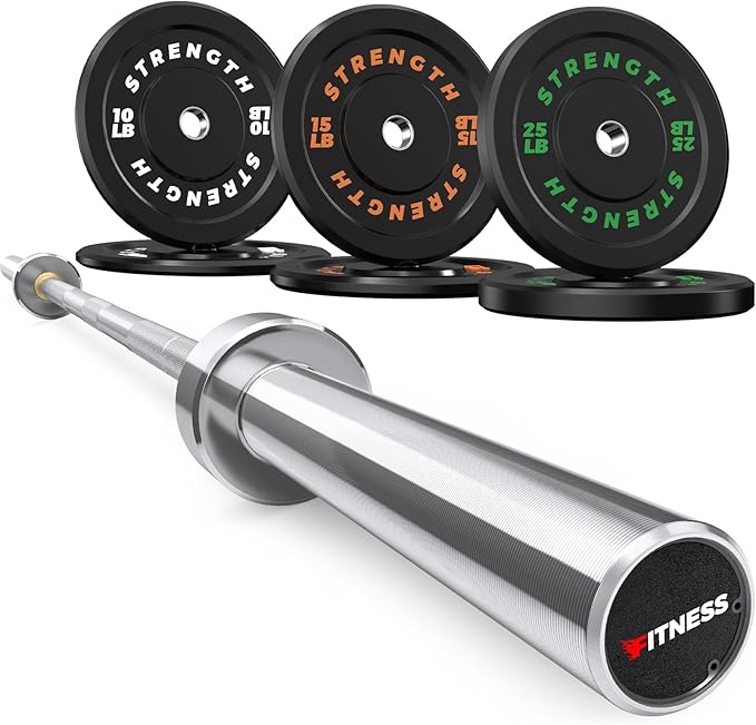 Olympic Rubber Bumper Weight Set - 2 Inch Barbell Plates for Home Gym Strength Training-StrideForce Fitness