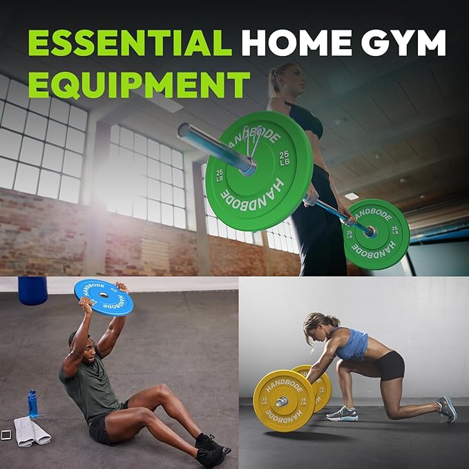 Colored Bumper Weight Plates Olympic Weight Plate Set 2-Inch, 10/15/20/25/35/45/55 lb Barbell Weight Plates Set for Home Gym, Rubber Strength Training Weights Plates for Weight Lifting-StrideForce Fitness