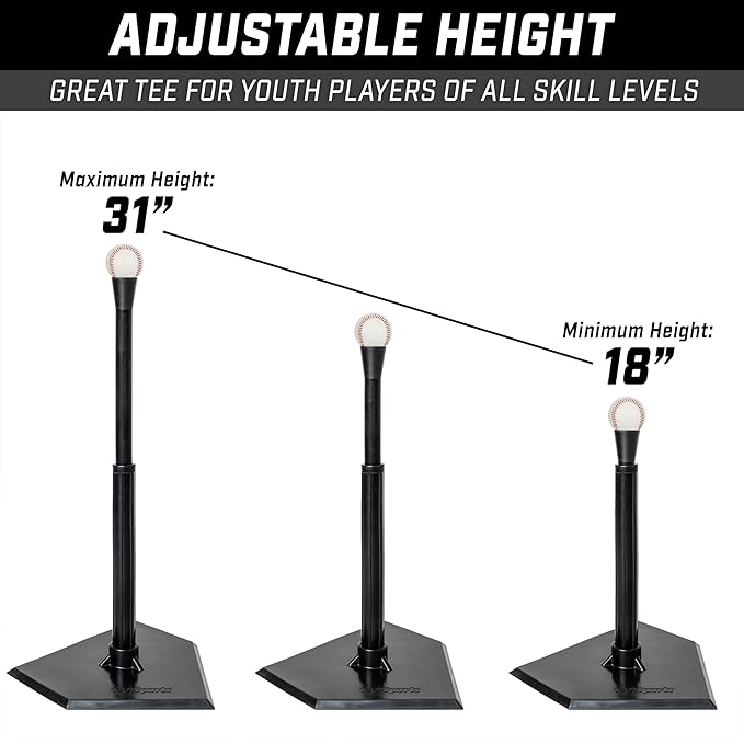 GoSports Baseball & Softball Batting Tees - Choose Jr. or Standard - Adjustable Rubber Hitting Tee-StrideForce Fitness