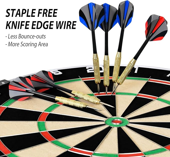 EVA Dartboard Surround Wall Protector, Sisal/Bristle Dartboard and 18g Steel Tip Darts Set Optional-StrideForce Fitness