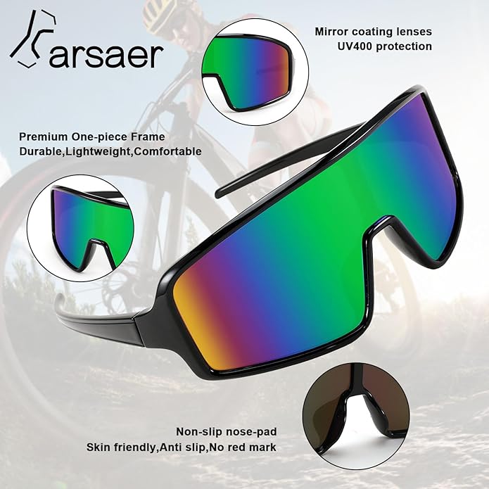 Karsaer Vision Sports Sunglasses Cycling Glasses Baseball Softball Sunglasses Unisex for Adult Youth Kids Boys Girls 8-16-StrideForce Fitness