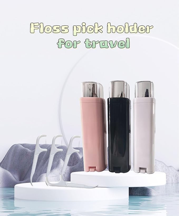 Portable Floss Dispenser, Upgrade Refillable Floss Pick Dispenser with 100 Picks, Automatic Dental Floss Pick Case, Refillable Floss Pick Box for Teeth Cleaning and Oral Care, Travel (Pink)