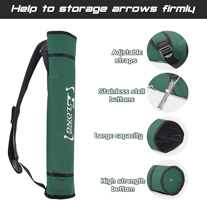 Elong Adjustable Archery Back Arrow Quiver Holder - Upgraded Quiver Arrows for Compound Recurve Bow and Hunting Target Practicing Youth and Adults-StrideForce Fitness