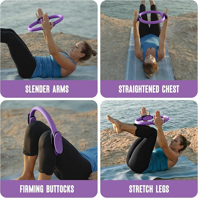 Pilates Ring Fitness Circle 14" Yoga Rings Magic Circle with Dual Padded Handles for Toning Arms, Thighs/Legs & Core，Home Exercise Equipment ﻿-StrideForce Fitness