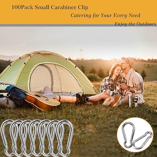 200Pcs Carabiner Clip Spring Snap Hook, M4 1.55 Inch Heavy Duty Galvanized Steel Spring Snap Hook, Quick Link Keychain Clip for Keys Swing Set Camping Fishing Hiking Traveling-StrideForce Fitness