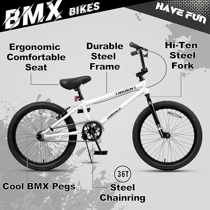 20 24 26 Inch BMX Race Bike Trident Bicycles Beginner-Level to Advanced Riders with 2 Pegs, Multiple Colors-StrideForce Fitness