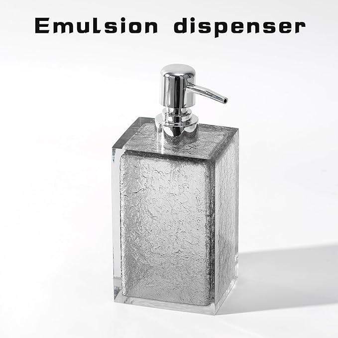 Bathroom Accessories Set, 4Pcs Hand Soap Dispenser and Toothbrush Holder Set, Tumbler Mouthwash Cup, Vanity Tray for Modern Home Decor Bathroom Countertop Organizer (Grey)