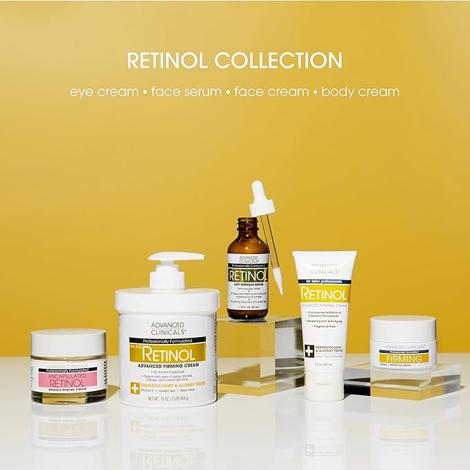 Advanced Clinicals Retinol Body Lotion + Retinol Serum 2PC Skincare Set For Women & Men Helps Diminish Appearance Of Crepey Skin | Face Serum & Body Cream Visibly Improves Look Of Wrinkles & Sagging-StrideForce Fitness