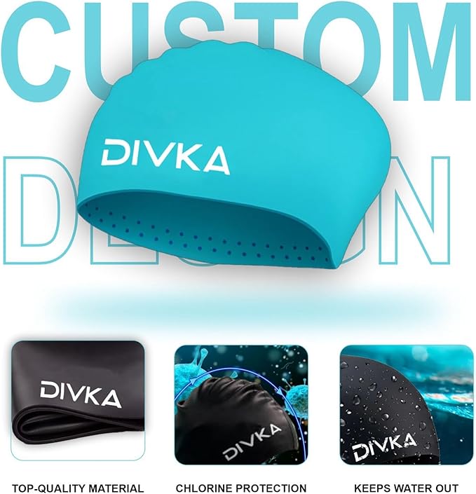 2-Pack Premium Quality Silicone Swim Caps for Women, Men, Teens & Adults – Medium Size – Stretchable & Durable, Includes Ear Plugs & Nose Clip, Extra Room for Long Hair, Non-Slip & Waterproof-StrideForce Fitness