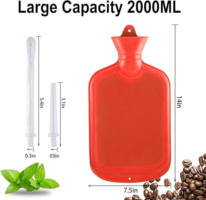 Enema Bag Kit with 5ft Hose Coffee Enemas at Home Water Shower Douche Colon Detox Cleanse Kit with Tubing, Tips, Clamp and Hook (RED, 2 L)-StrideForce Fitness