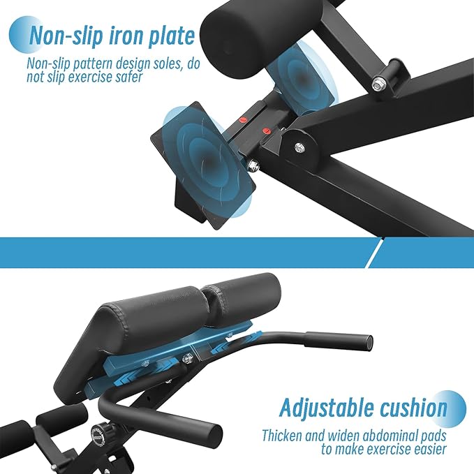 Hyper Back Extension Roman Chair - Back Extension Bench Machine for Glute, Hamstring and Lower Back, Multi-Functional Bench for Full All-in-One Body Workout, Foldable for Home Gym Fitness-StrideForce Fitness