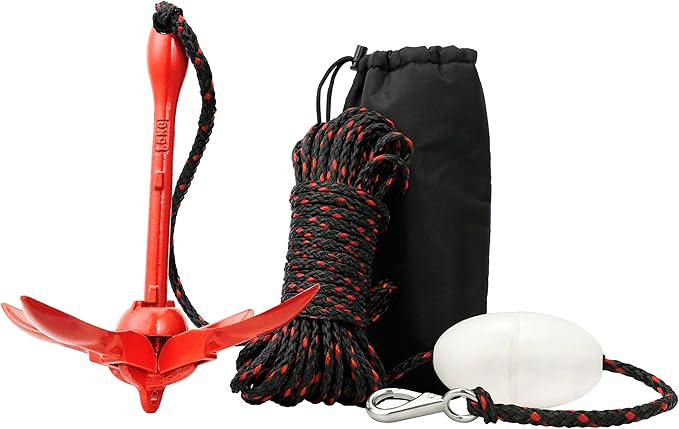 Boat Anchor 3.5 lb Folding Anchor, Grapnel Anchor Kit for Kayaks, Canoes, Paddle Boards-StrideForce Fitness