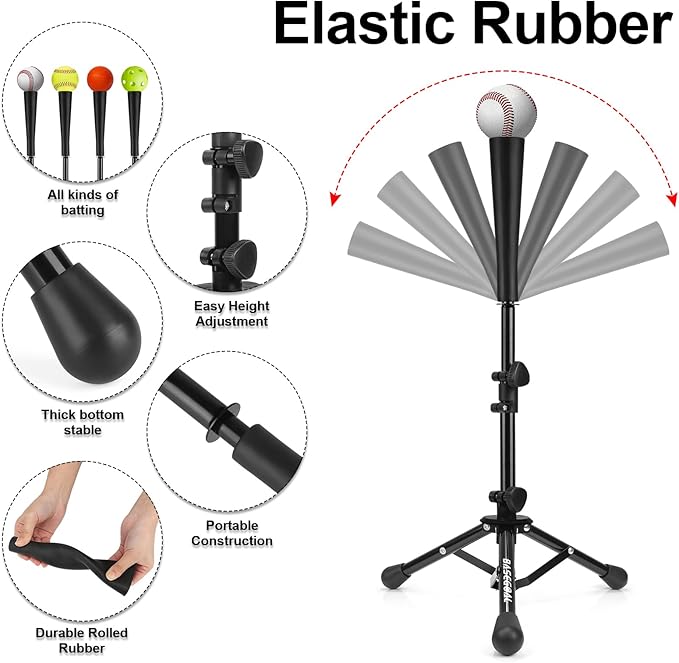 Baseball Tee for Kids,Youth Stand Set,Teeball Set,Youth Baseball,Softball Batting Tee Set,Easy Adjustable Height-StrideForce Fitness