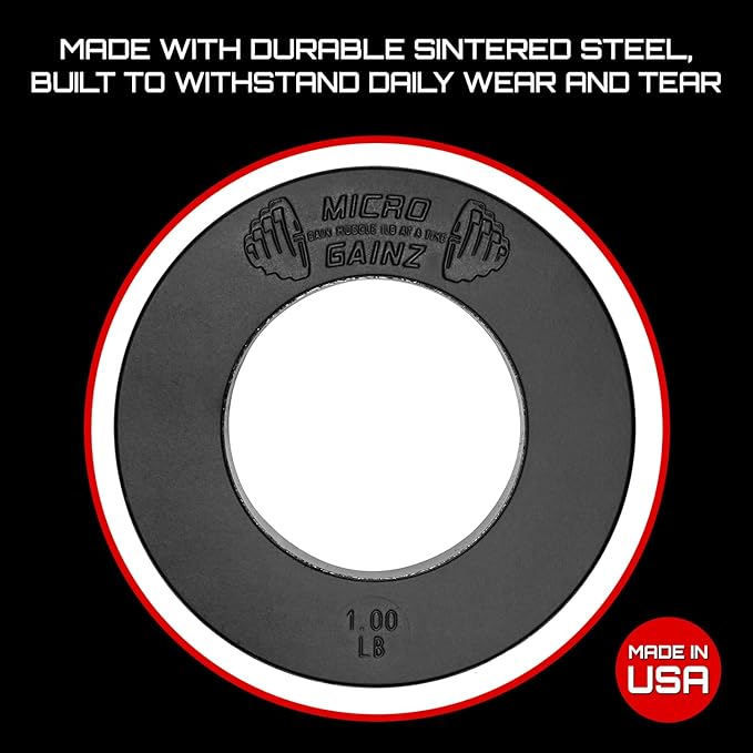 Micro Gainz Calibrated Fractional Weight Plate Set of 2 Plates, Choose Set (.25LB-1.25LB), Designed for Olympic Barbells for Strength Training & Micro Loading Bar Weights, Made in USA-StrideForce Fitness