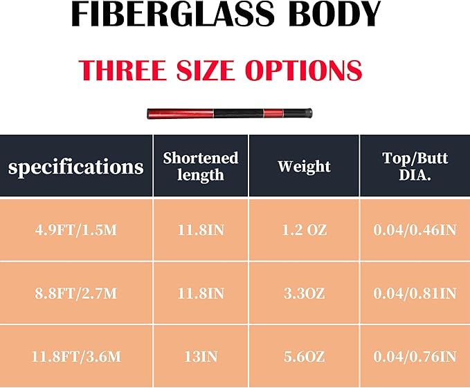 Telescopic Tenkara Rod in 4.9ft/8.8ft/11.8ft-Ultralight Travel Fishing Rods-Portable Collapsible Bass Crappie Rod-Retractable Fishing Pole -Tenkara Fishing Rod-StrideForce Fitness