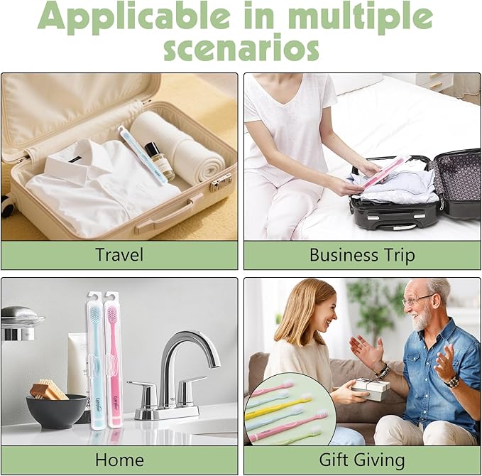 6pcs Travel Toothbrush Set, Extra Soft Toothbrushes for Adults Gentle Portable Manual Toothbrush with Individual Travel Case Deep Cleaning Flossing Toothbrushes for Sensitive Teeth(Multicolor)