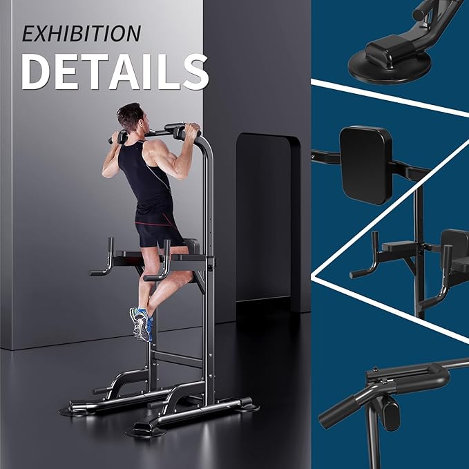 Power Tower Adjustable Height Pull Up & Dip Station Multi-Function Home Strength Training Fitness Workout Station for Home Gym-StrideForce Fitness