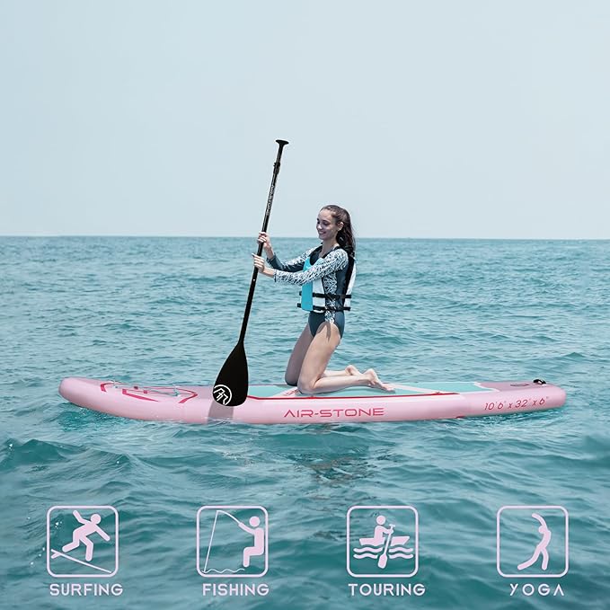 AIR-STONE 10'6” 450 lb Capacity，Inflatable Stand Up Paddle Board with sup Accessories Including Backpack, Repairing Kits, Non-Slip Deck, Leash, 3 Fins, Paddle and Hand Pump-StrideForce Fitness