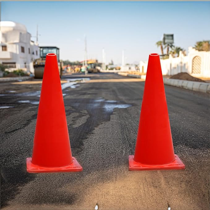 6, 9, 12, 18, 28 Inch Sports Training Traffic Cones - Durable Orange Cones for Soccer, Football, Basketball, Agility Drills, Parking, Safety, Road Use (Set of 12)-StrideForce Fitness