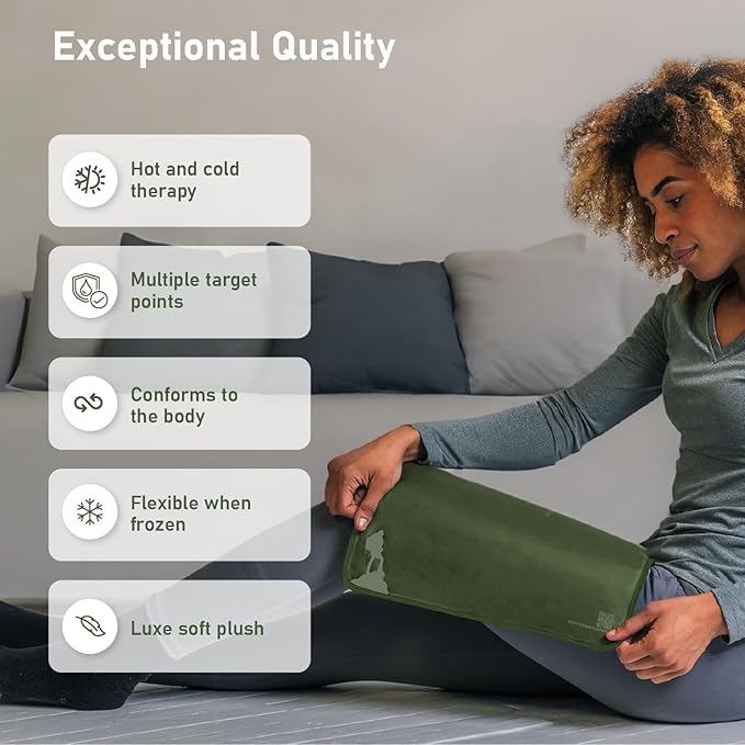 Large Ice Packs for Injuries Reusable - Soft Gel Hot and Cold Packs for Injuries, Hip, Shoulder, Back Pain Relief - 11.5" x 14.5" - Green-StrideForce Fitness