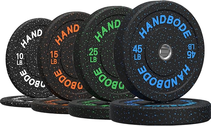 Colored Bumper Weight Plates Olympic Weight Plate Set 2-Inch, 10/15/20/25/35/45/55 lb Barbell Weight Plates Set for Home Gym, Rubber Strength Training Weights Plates for Weight Lifting-StrideForce Fitness