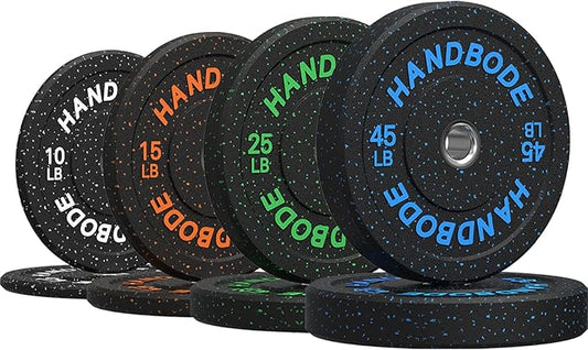 Colored Bumper Weight Plates Olympic Weight Plate Set 2-Inch, 10/15/20/25/35/45/55 lb Barbell Weight Plates Set for Home Gym, Rubber Strength Training Weights Plates for Weight Lifting-StrideForce Fitness