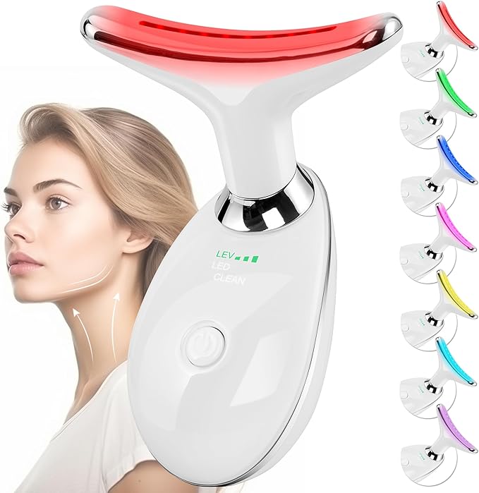 Facial Massager Red-Light-Therapy-for-Face and Neck, Face 𝖲 culpting Wand with 7 Color (Light White)-StrideForce Fitness