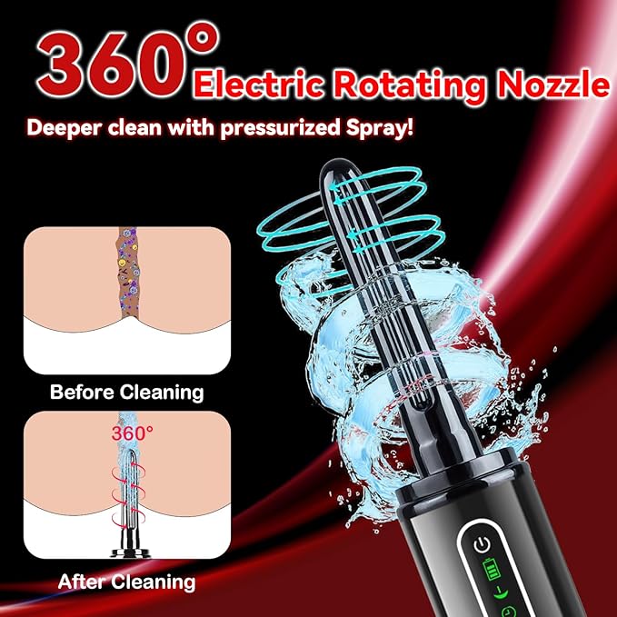 Upgrade Enema Anal Douche , Waterproof Touch Control, Enemas-Douches for Men & Women Colon Cleanse, Shower Enema Bulb-Bottles Kit, Electric Rotating Nozzle, Pressure Spray, Two Douching Modes-StrideForce Fitness