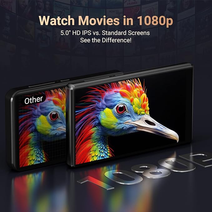 128GB MP3 Player with Bluetooth WiFi, Android 13 OS MP3 & MP4 Player with 5" Touchscreen and Speaker, 4GB RAM & 128GB ROM, Spotify Music Player with Audible, FM Radio, Amazon Music, Play Store-StrideForce Fitness