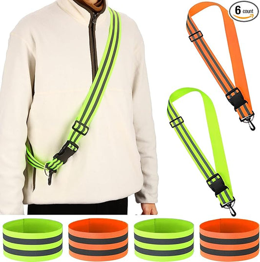 Saintrygo 6 Pcs Reflective Sash for Walking at Night Reflective Strap Arm Band High Visibility Belt Safety Ankle Strap for Visibility Vest Clothing Running Gear-StrideForce Fitness