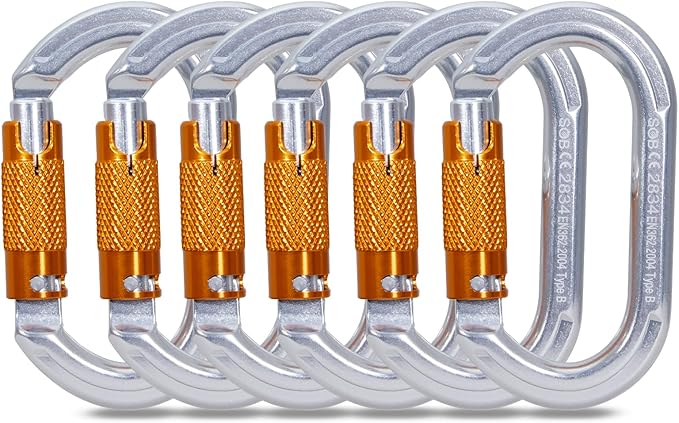 SOB Auto Locking Climbing Carabiner Clips,Heavy Duty Asymmetrical Carabiner Connector Used for Rappelling Gear Rescue Outdoor Projects Dog Leash-StrideForce Fitness