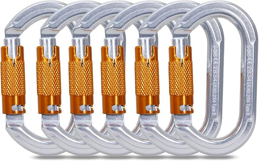 SOB Auto Locking Climbing Carabiner Clips,Heavy Duty Asymmetrical Carabiner Connector Used for Rappelling Gear Rescue Outdoor Projects Dog Leash-StrideForce Fitness