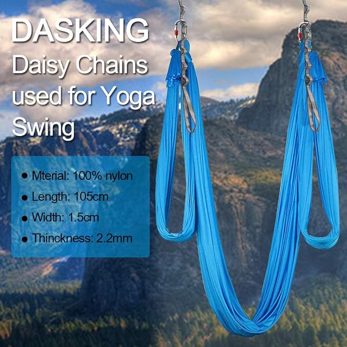 DASKING 23KN (5070 lbs) Heavy Duty Climbing Straps - 2 Pack Adjustable Daisy Chain Webbing for Aerial Yoga, Hammock, Fitness & Rigging - CE/EN566 Certified, Red/Grey-StrideForce Fitness