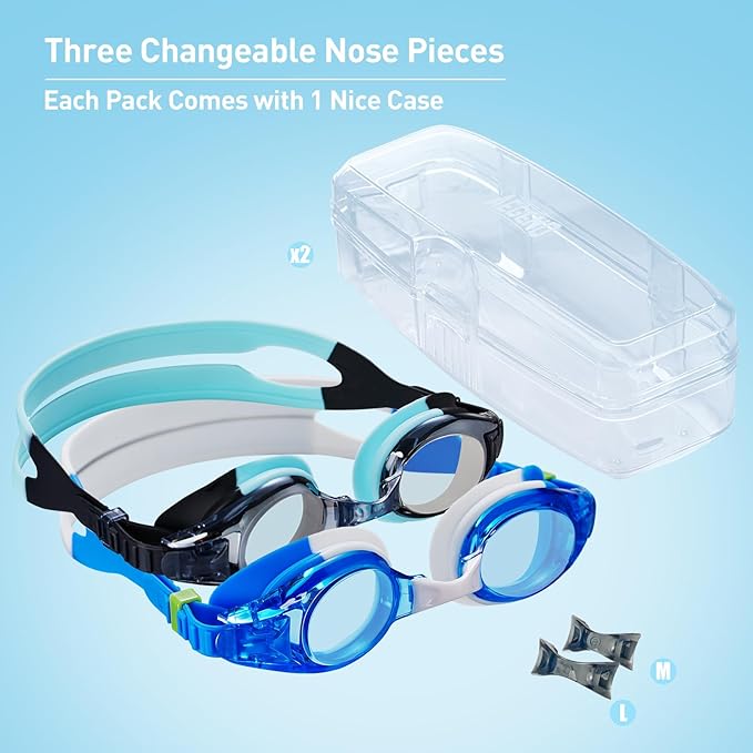 Aegend 2 Pack Kids Goggles, Swimming Goggles for Kids Age 4-16 Boys and Girls Youth, Anti-Fog Waterproof Anti-UV Pool Goggles-StrideForce Fitness