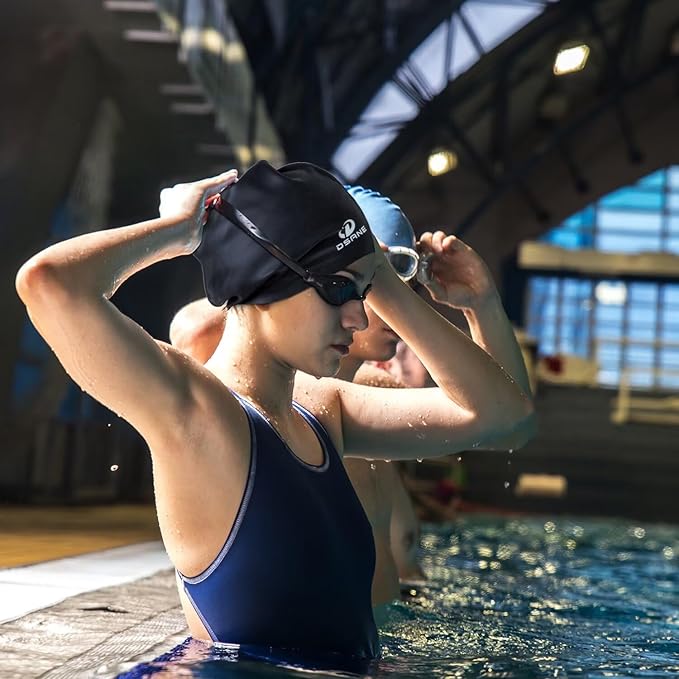 Dsane Extra Large Swimming Cap for Women and Men,Special Design Swim Cap for Very Long Thick Curly Hair&Dreadlocks Weaves Braids Afros Silicone Keep Your Hair Dry-StrideForce Fitness