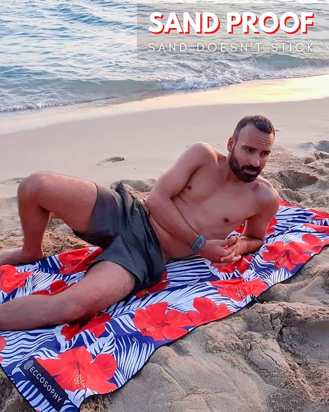 ECCOSOPHY Microfiber Beach Towel - Sand Free Towels are Quick Dry, Light Weight, Super Absorbent - Perfect Pool, Travel, Cruise, Camping Essentials - Oversized Extra Large for Adults 71x35 in-StrideForce Fitness