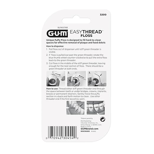 GUM EasyThread Threader Floss - Expanding Dental Floss for Braces, Bridges, and Implants - Built in Rigid Floss Threaders (50 Uses)