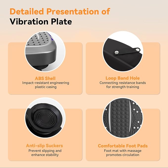 UCIN Vibration Plate Exercise Machine, Vibration Plate for Lymphatic Drainage, 330 Lbs Capacity Vibrating Plate for Weight Loss Home Fitness with Resistance Bands/Pilates Ball-StrideForce Fitness