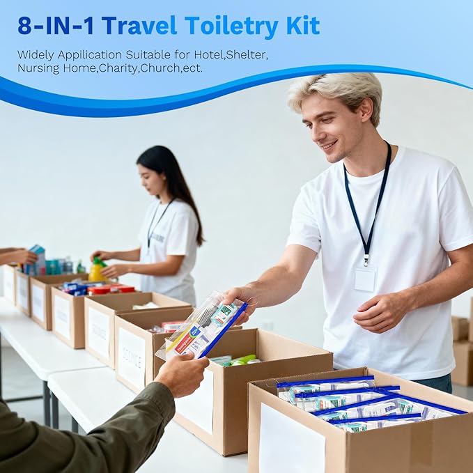 Xuezoioy Personal Hygiene Kit Bulk Pack of 50,Yellow Basic Travel Toiletry Set Disposable Toothbrushes with Toothpaste Mouthwash Floss Comb Cover and Zip Bag for Homeless,Charity,Guests