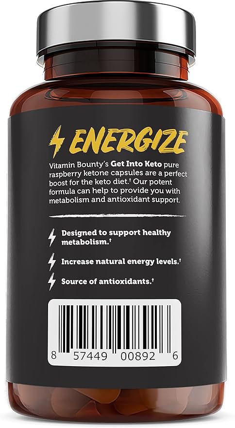 Vitamin Bounty Premium Raspberry Ketones Supplement - Keto Pills for Weight Loss - Promotes Ketosis & Metabolism Support - Keto Diet Aid - Energy Boost for Women & Men - 60 Capsules-StrideForce Fitness