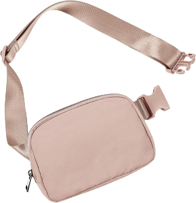 ODODOS Unisex Mini Belt Bag with Adjustable Strap Small Fanny Pack for Workout Running Traveling Hiking, Adobe Rose-StrideForce Fitness