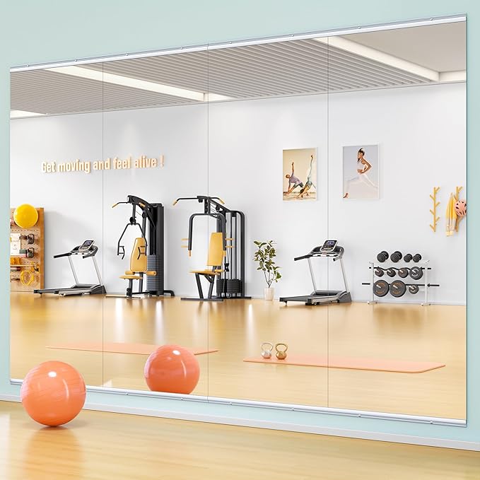 Hasipu Home Gym Mirror 95" L x 39" W - 1PC Large Full Body Mirror for Yoga, Wall-Mounted Mirrors for Fitness, Garage, Dance Studio, 0.16in Tempered Glass Frameless-StrideForce Fitness