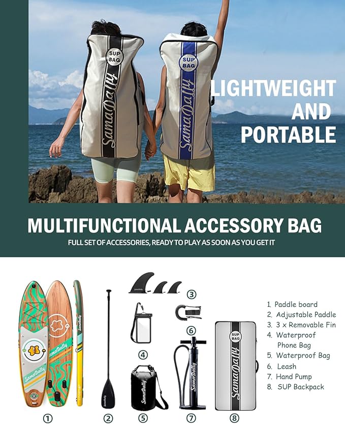 11'Stand Up Paddle Boards Surf Control with Premium SUP Board Accessories Backpack & Removable Fins, 34" Wide Inflatable Paddle Boards of All Skill Levels-StrideForce Fitness