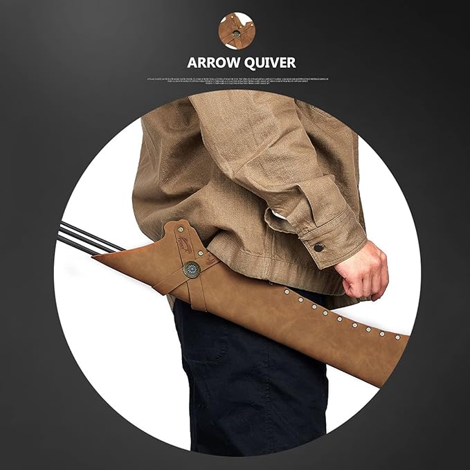 Arrow Quiver Hip Quiver for Arrows Waist Hanged Arrow Holder Adjustable PU Leather Hip Arrows Bag-StrideForce Fitness